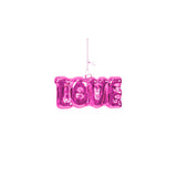 Ornament - Kersthanger - Liefde - Roze - Glas - 4,5x3,5x7,5cm