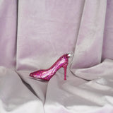 Kersthanger - Roze Hoge Hakken - Glas - 8,5x3x7,5cm