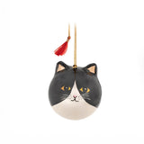 Zwarte kat kerstbal papier-maché kerstbal