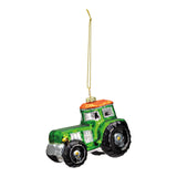 Kersthanger tractor van glas, groen (B/H/D) 9x7x5cm