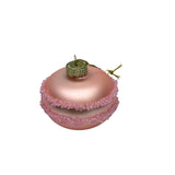 Kersthanger macaron van glas in roze - 6,5 x 6,5 x 5,5 cm