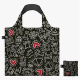 KEITH HARING Zwarte Patroon Gerecyclede Tas