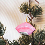Kersthanger - Lip - Keramiek - Neonroze - 6,5x2x4cm