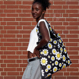 SMILEY bloemen zwarte tas van gerecycled materiaal