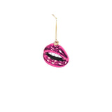 Ornament kersthanger lip van glas - roze - 8,5x3,5x8,5 cm