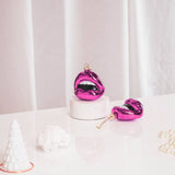 Ornament kersthanger lip van glas - roze - 8,5x3,5x8,5 cm
