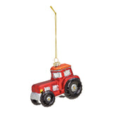 Kersthanger tractor van glas, rood (B/H/D) 9x7x5cm