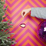 Ornament - Kerst Hanger - Armband Lip - Glas - Roze - 9x6,5x6,5cm