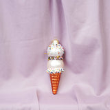 Kersthanger - Ice Cream - Glas - Roze/Wit - 5x14cm